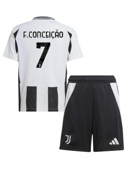 Juventus Francisco Conceicao #7 Heimtrikotsatz für Kinder 2024-25 Kurzarm (+ Kurze Hosen)